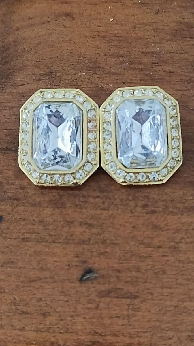Paire de boucles d'oreilles gros diamant Vintage